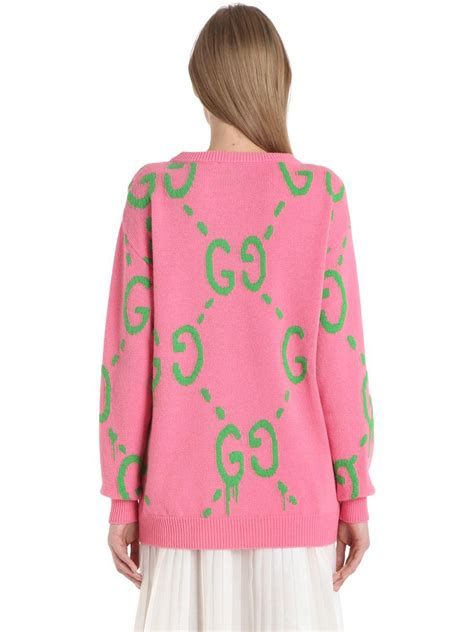 pink gucci pig sweater replica|Wool sweater with Interlocking G in light pink .